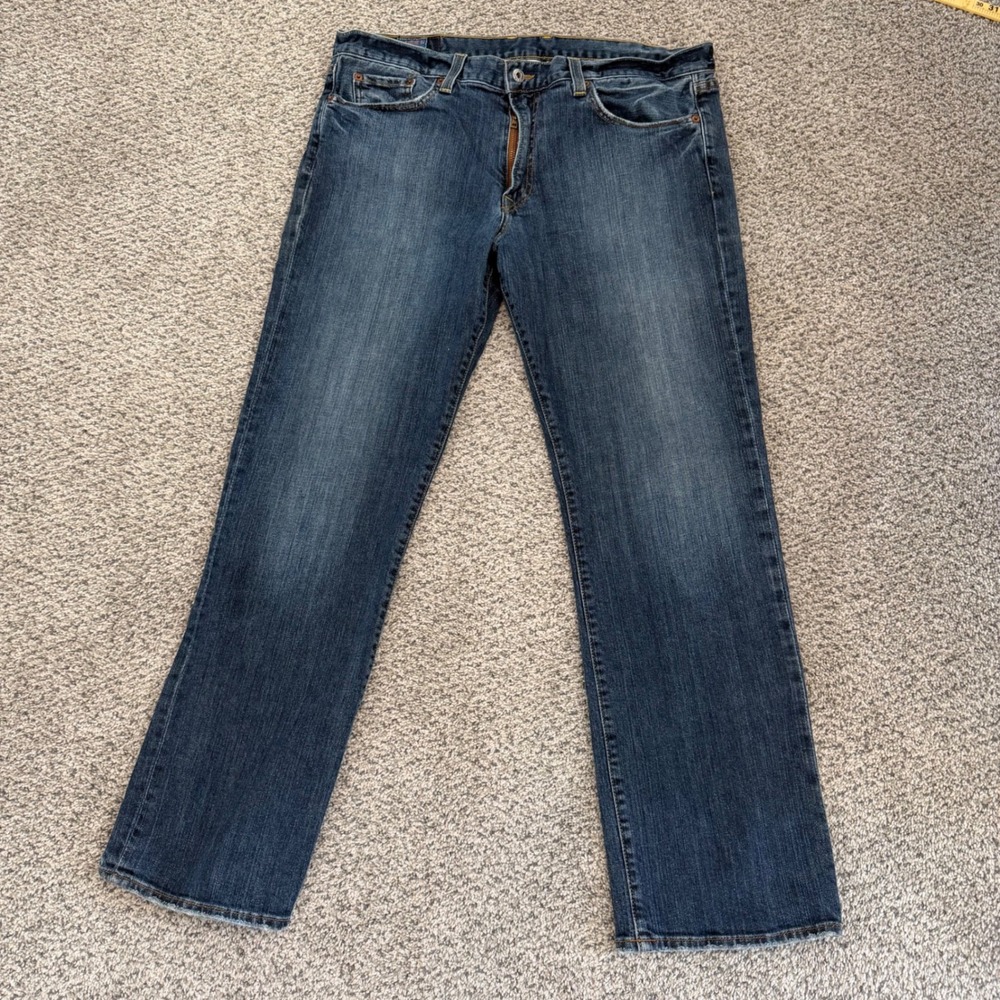 Lucky Brand Vintage Straight Jeans Medium Wash Distressed Made in USA Size 36